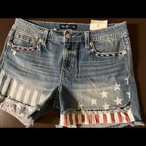 american flag denim shorts